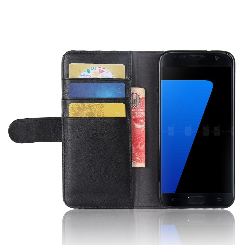 Custodia a portafoglio in vera pelle Samsung Galaxy S7, nero