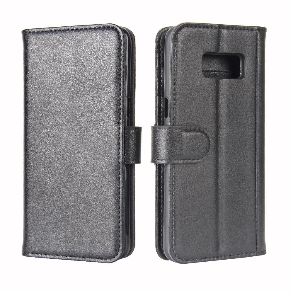 Custodia a portafoglio in vera pelle Samsung Galaxy S8 Plus, Nero