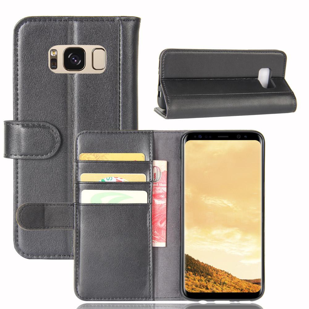 Custodia a portafoglio in vera pelle Samsung Galaxy S8, nero