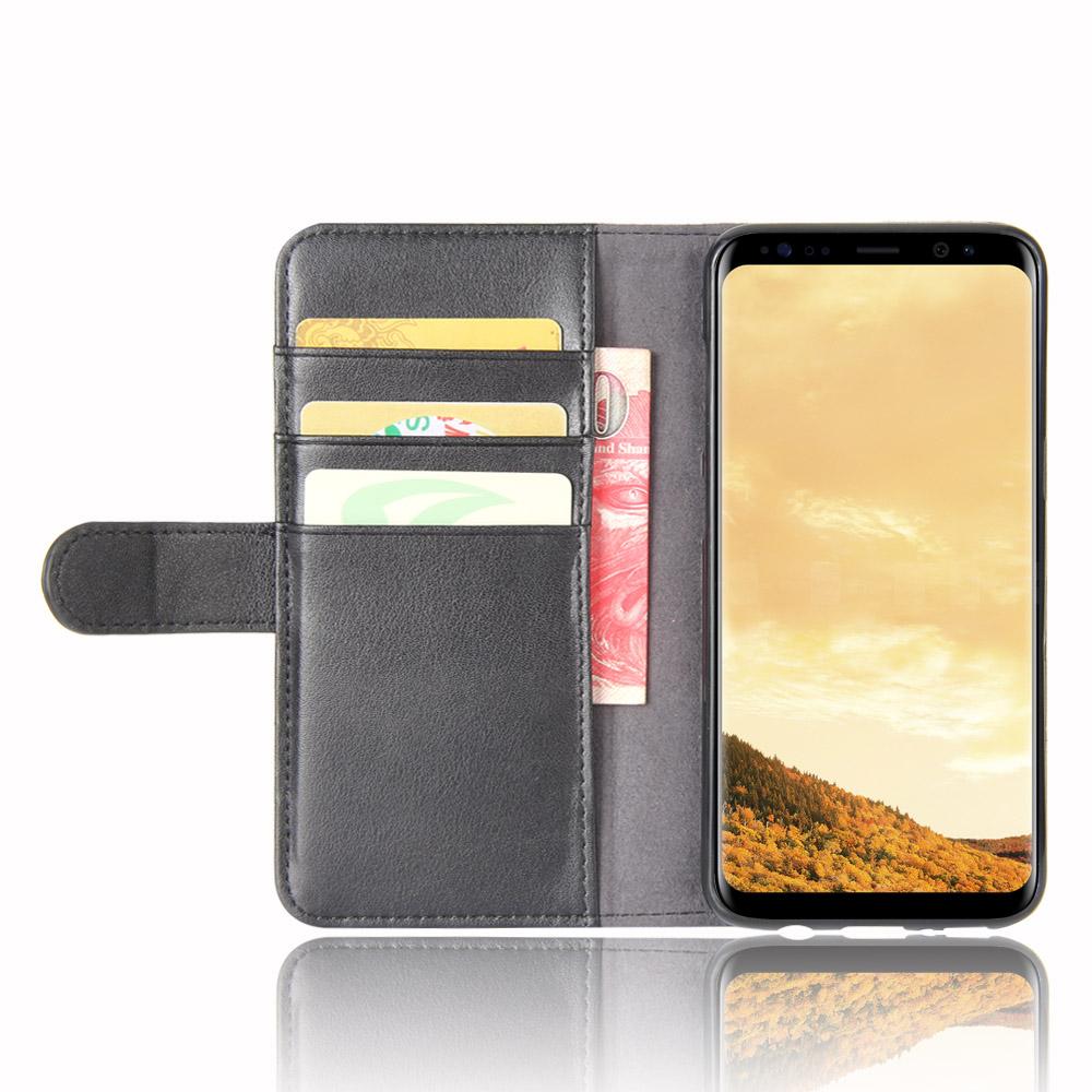 Custodia a portafoglio in vera pelle Samsung Galaxy S8, nero