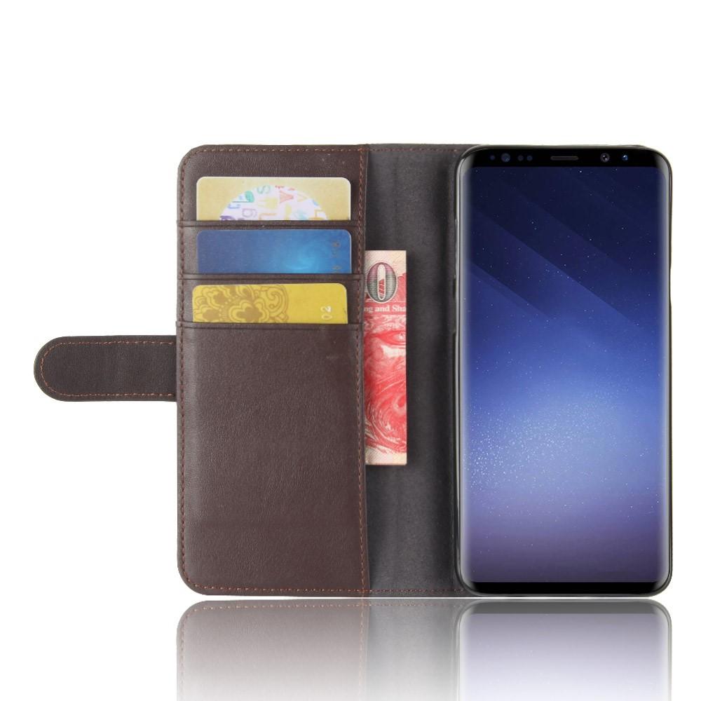 Custodia a portafoglio in vera pelle Samsung Galaxy S9 Plus, marrone
