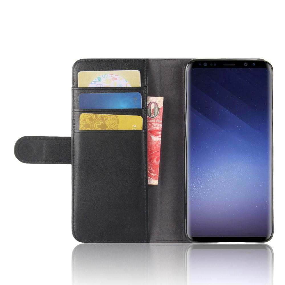 Custodia a portafoglio in vera pelle Samsung Galaxy S9 Plus, nero