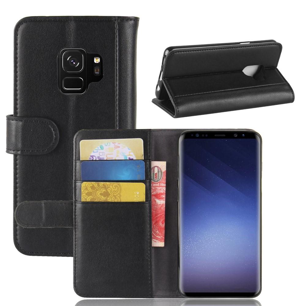 Custodia a portafoglio in vera pelle Samsung Galaxy S9, nero