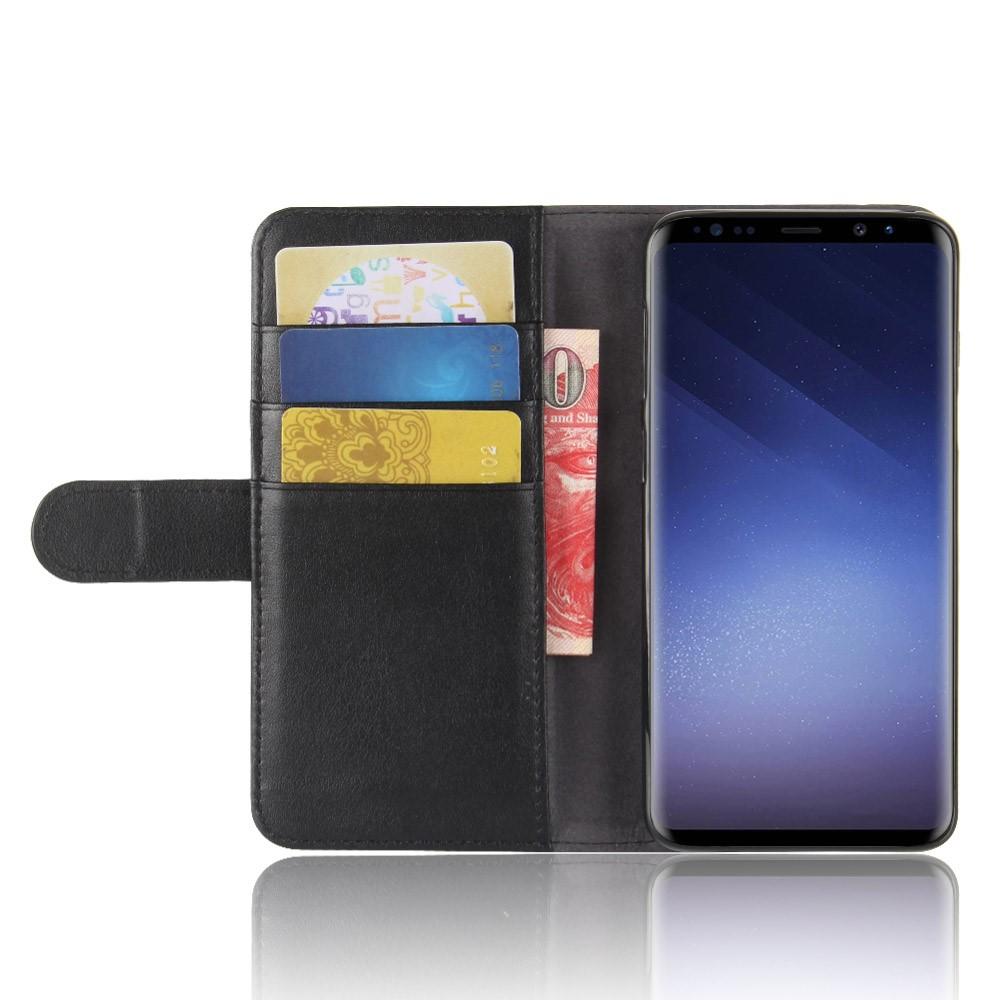 Custodia a portafoglio in vera pelle Samsung Galaxy S9, nero