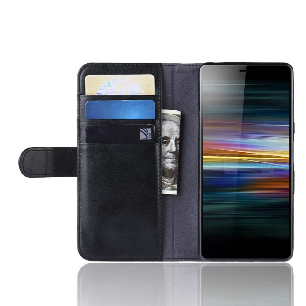 Custodia a portafoglio in vera pelle Sony Xperia L3, nero