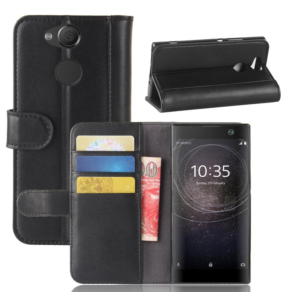 Custodia a portafoglio in vera pelle Sony Xperia XA2, nero