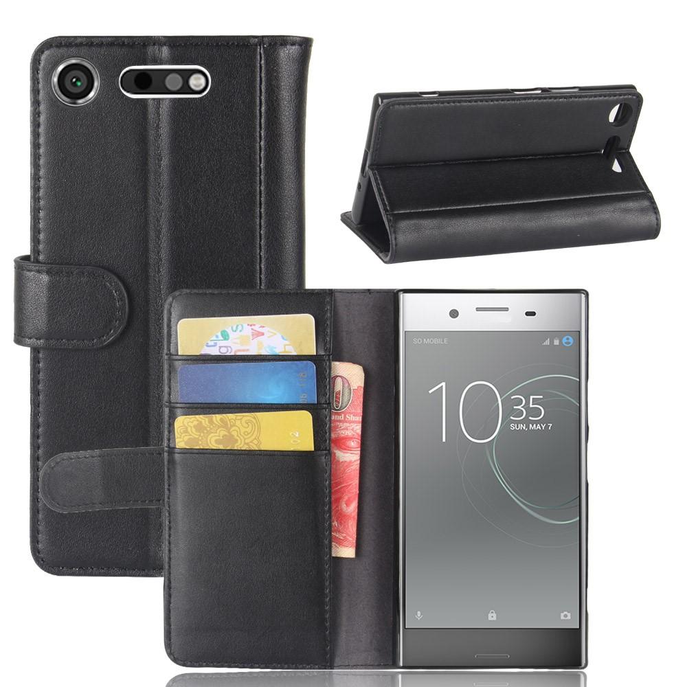 Custodia a portafoglio in vera pelle Sony Xperia XZ1, nero