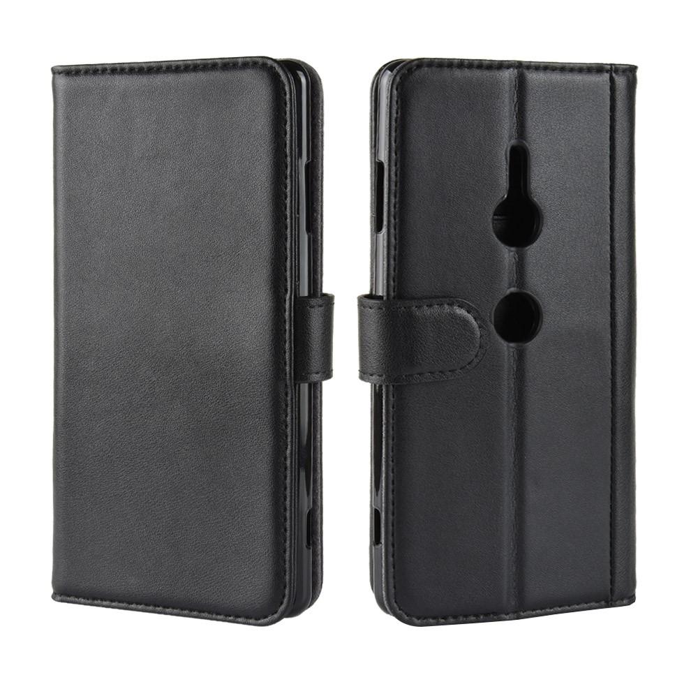 Custodia a portafoglio in vera pelle Sony Xperia XZ3, nero