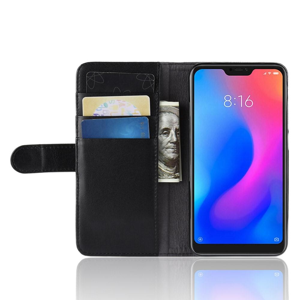 Custodia a portafoglio in vera pelle Xiaomi Mi A2 Lite, nero