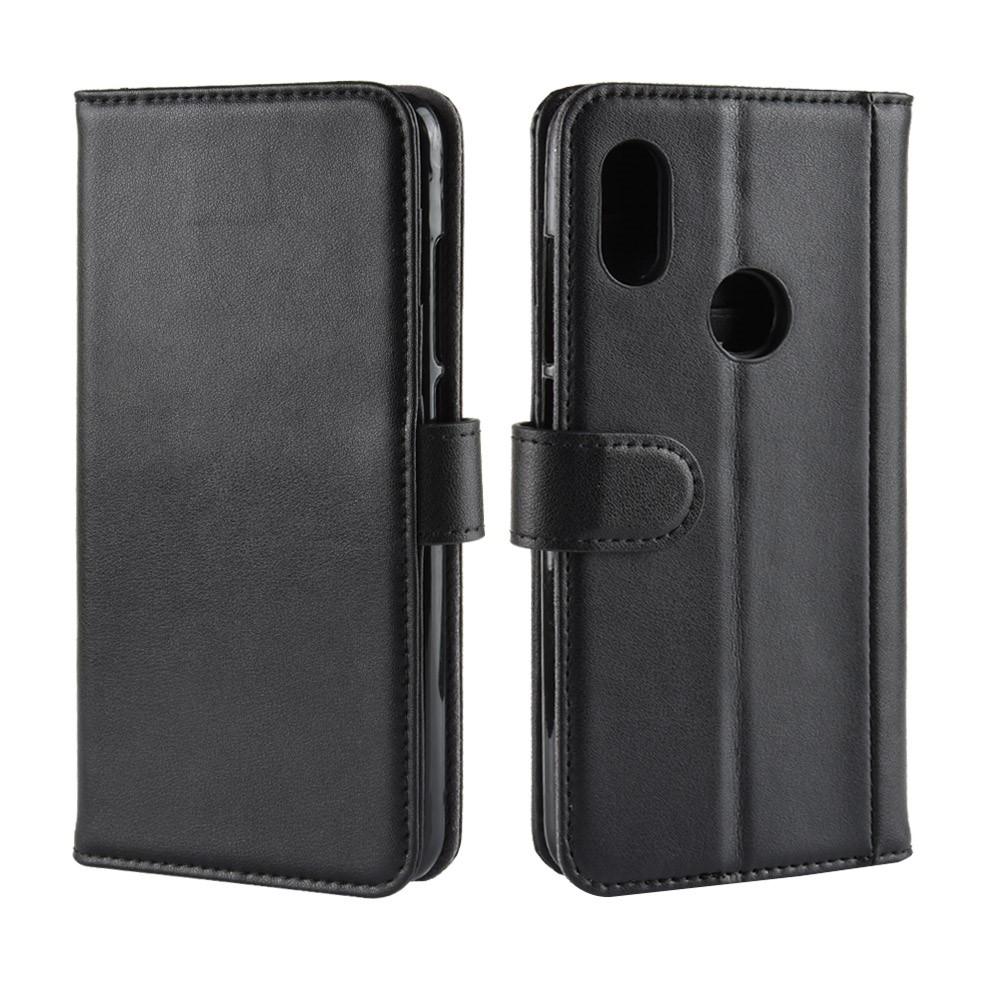 Custodia a portafoglio in vera pelle Xiaomi Mi A2 Lite, Nero