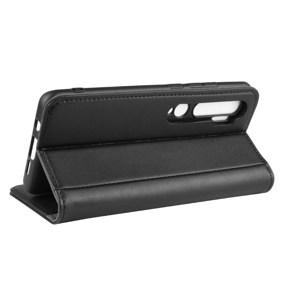 Custodia a portafoglio in vera pelle Xiaomi Mi Note 10/10 Pro, nero