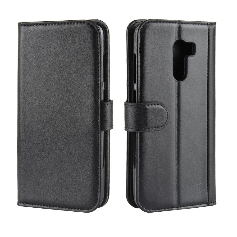 Custodia a portafoglio in vera pelle Xiaomi Pocophone F1, Nero