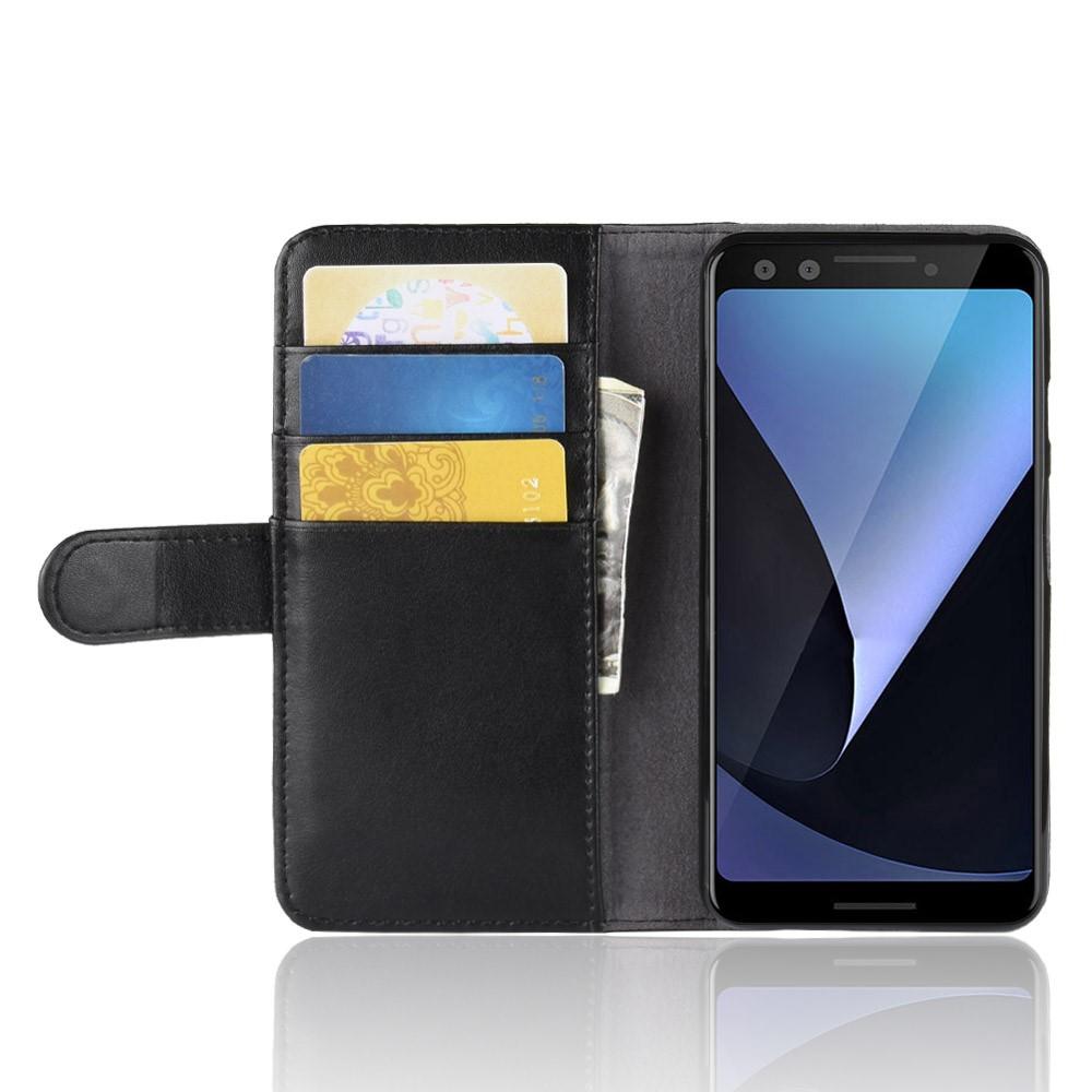 Custodia a portafoglio in vera pelle Google Pixel 3, Nero