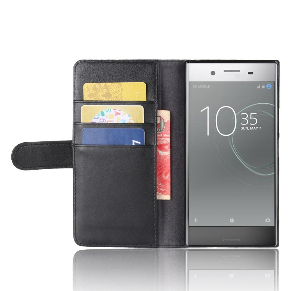 Custodia a portafoglio in vera pelle Sony Xperia XZ Premium, nero