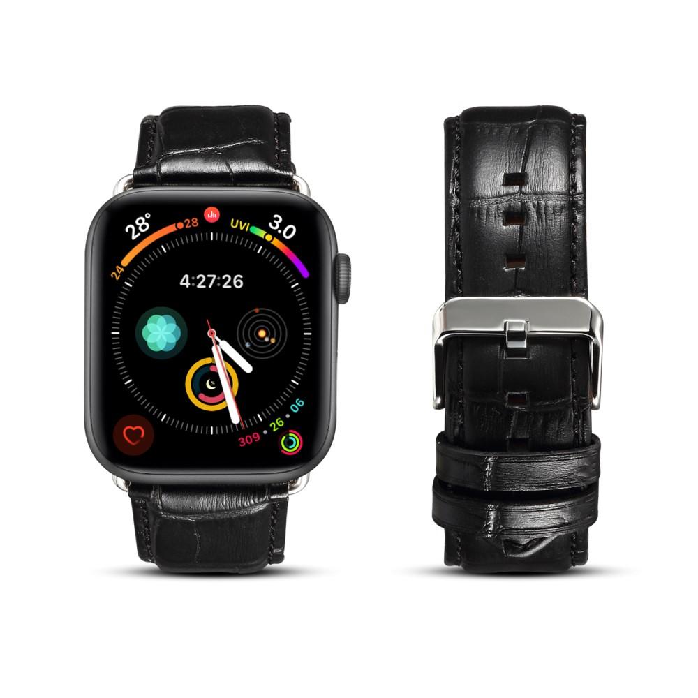 Coccodrillo Cinturino in pelle Apple Watch 45mm Series 8 nero