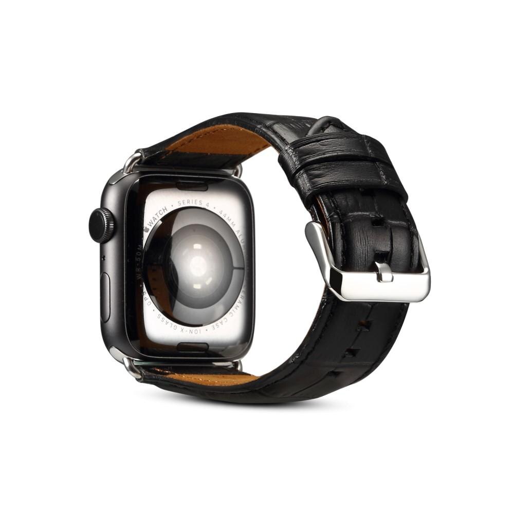 Coccodrillo Cinturino in pelle Apple Watch 45mm Series 8 nero