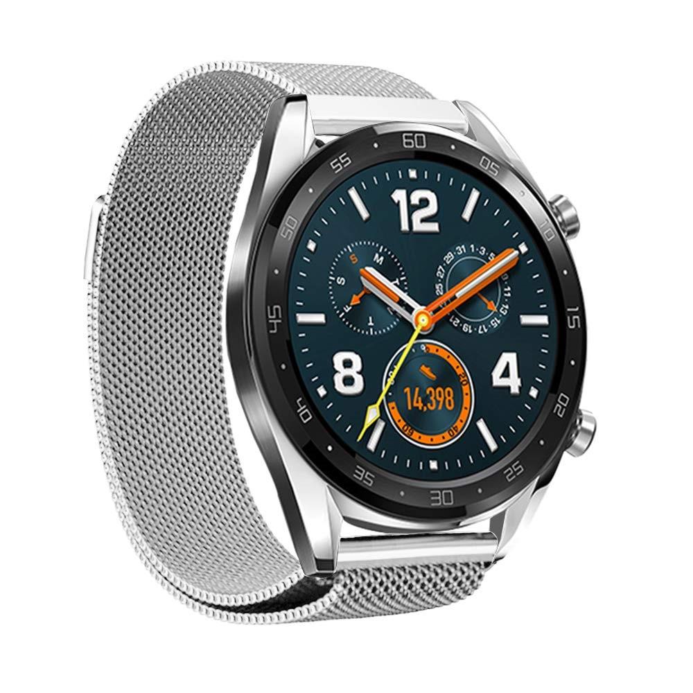 Cinturino in maglia milanese per Huawei Watch GT/GT 2 46mm/GT 2e, d'argento