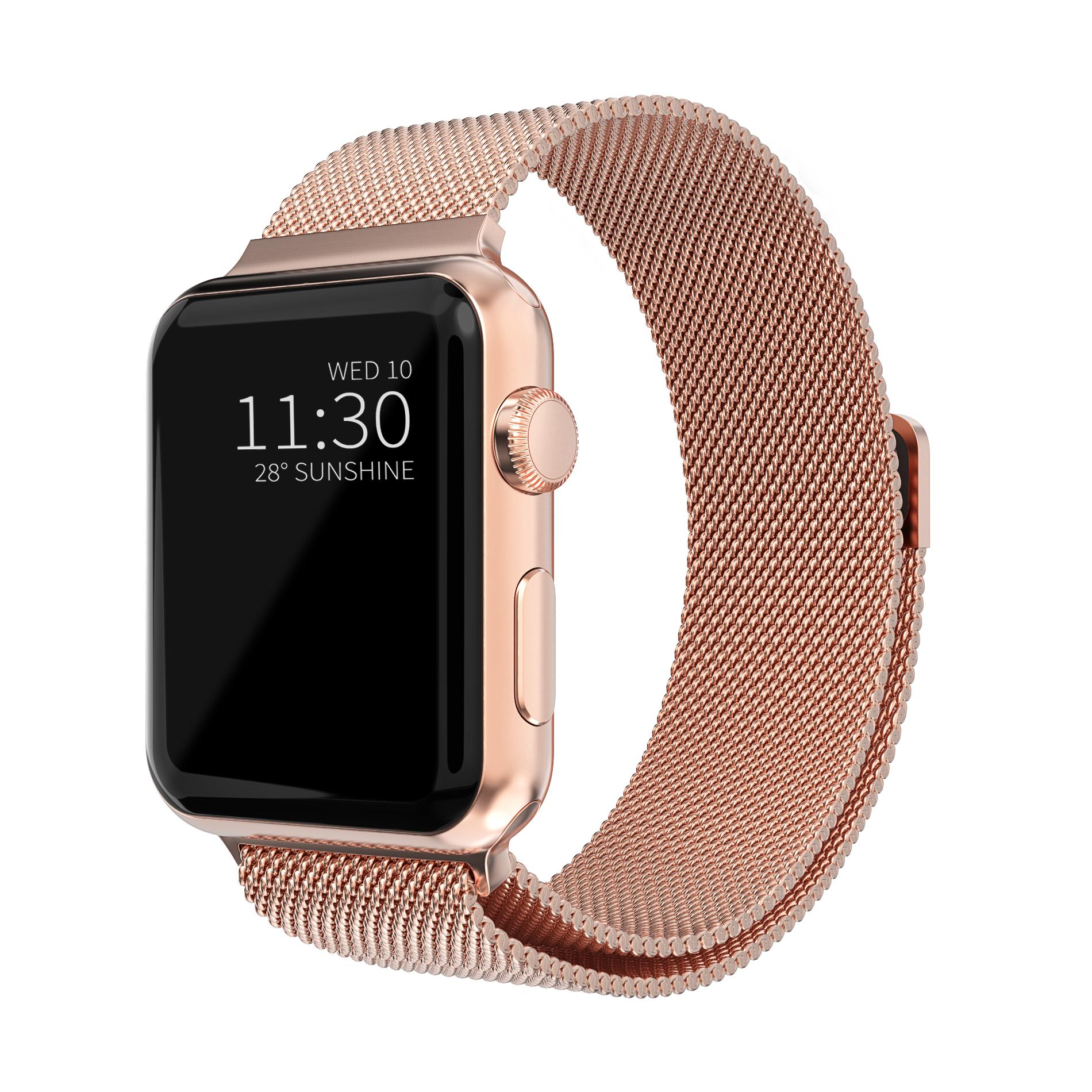 Cinturino in maglia milanese per Apple Watch 45mm Series 9, oro rosa