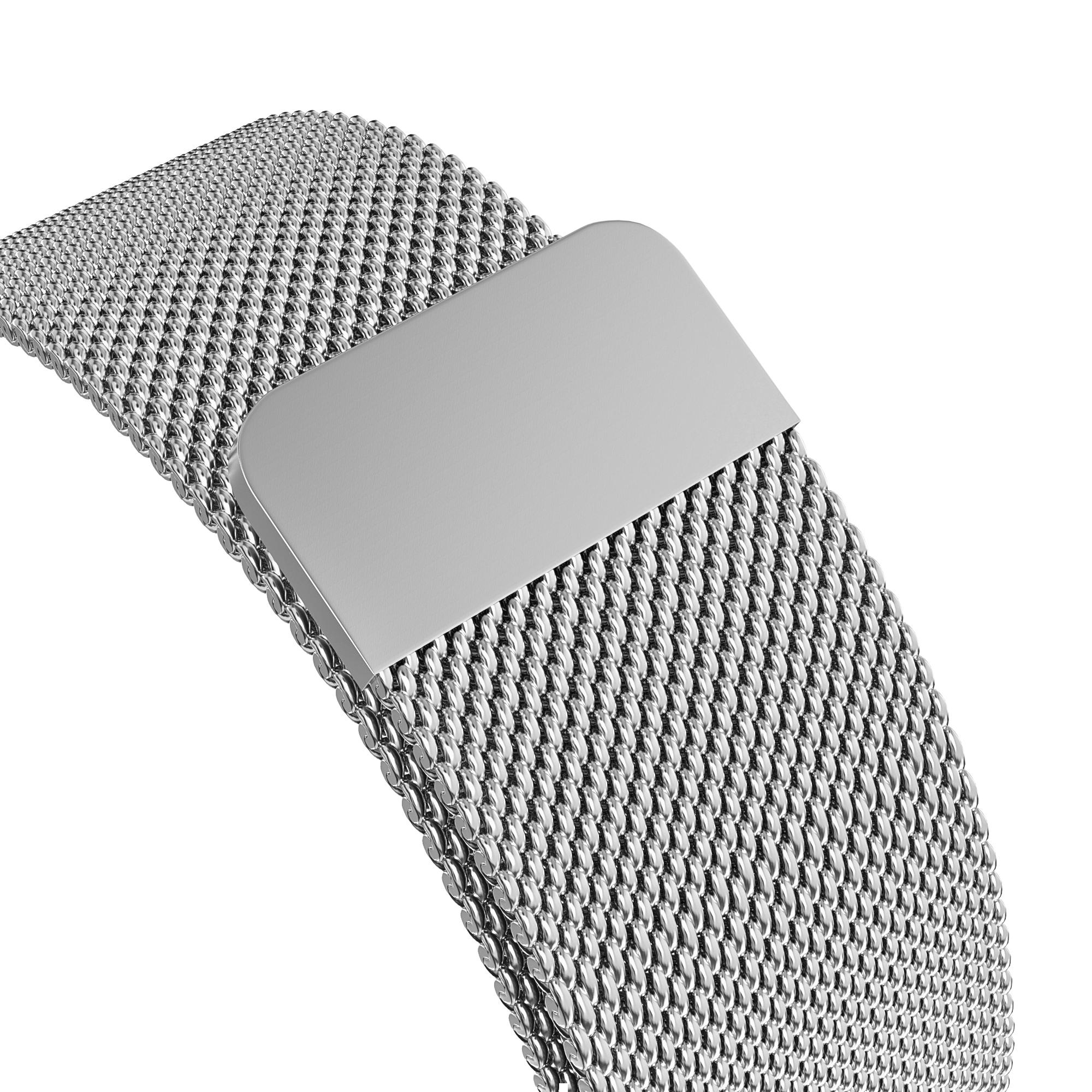 Cinturino in maglia milanese per Apple Watch 45mm Series 9, d'argento