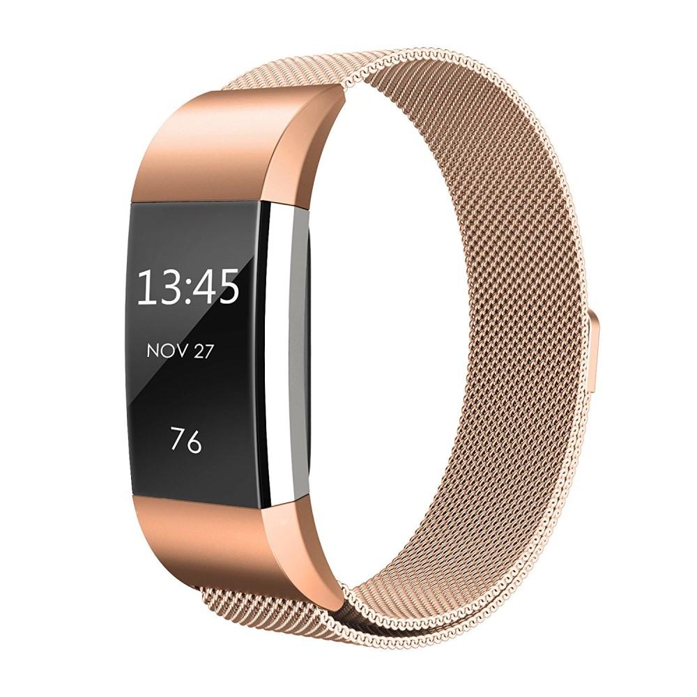 Cinturino in maglia milanese per Fitbit Charge 2, oro rosa