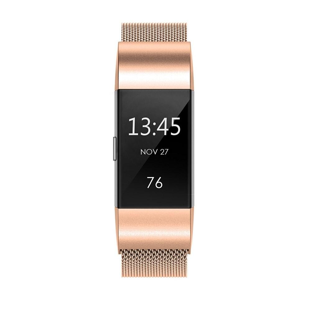 Cinturino in maglia milanese per Fitbit Charge 2, Oro rosa