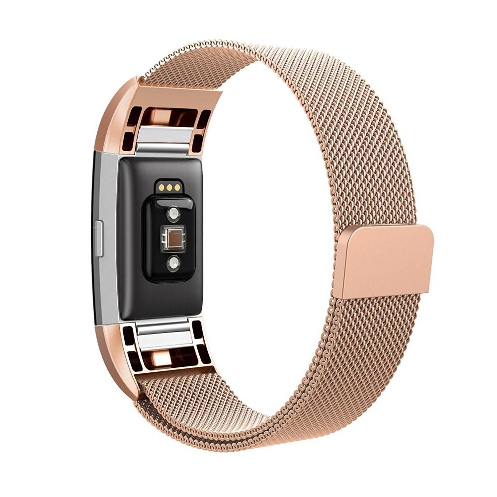Cinturino in maglia milanese per Fitbit Charge 2, Oro rosa