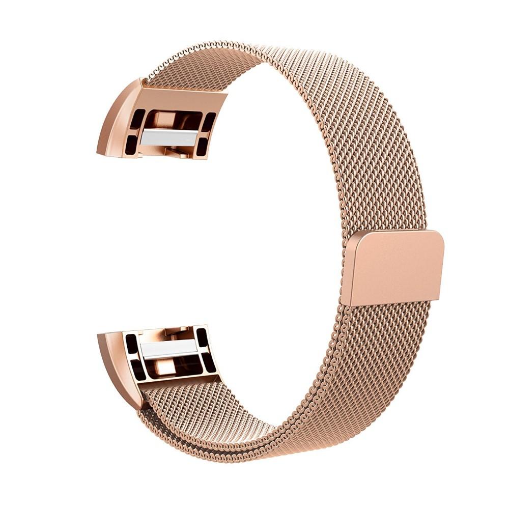 Cinturino in maglia milanese per Fitbit Charge 2, Oro rosa