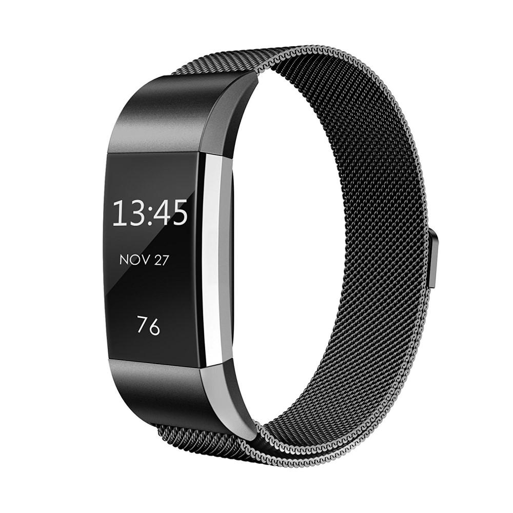 Cinturino in maglia milanese per Fitbit Charge 2, Nero