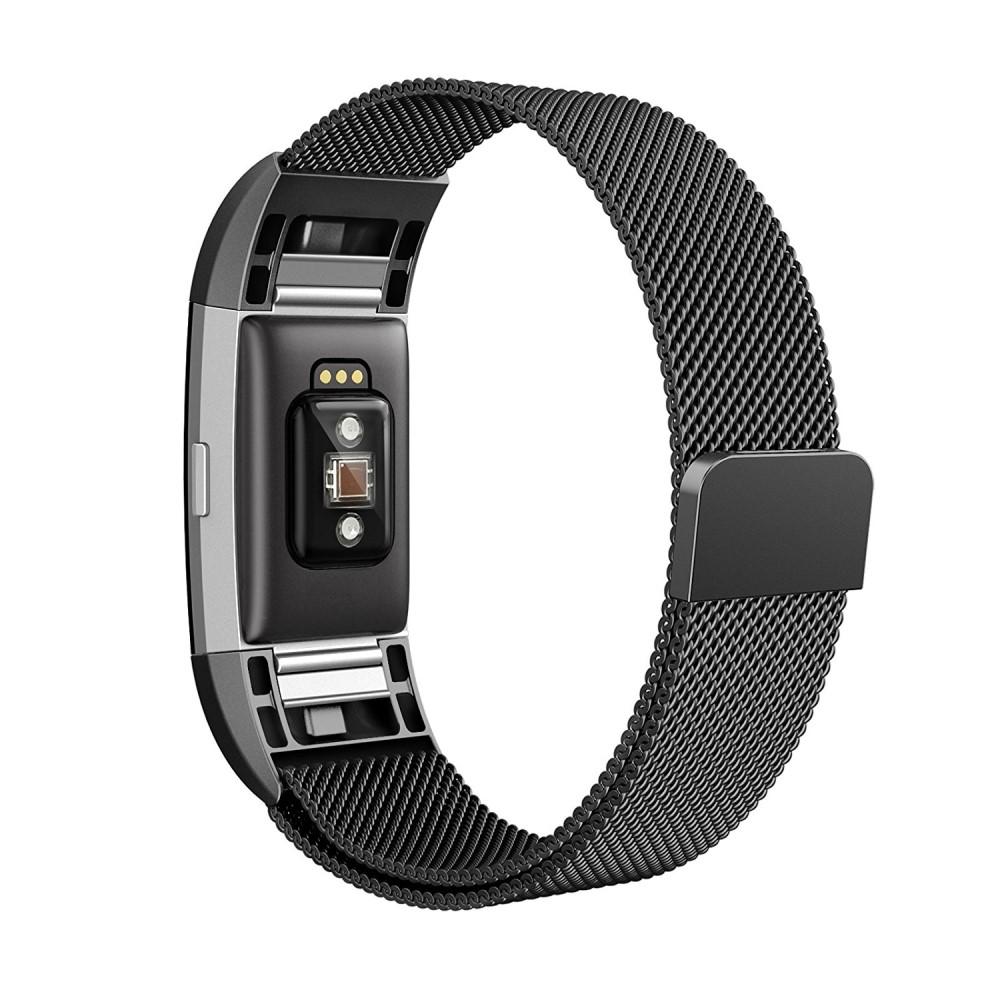 Cinturino in maglia milanese per Fitbit Charge 2, Nero