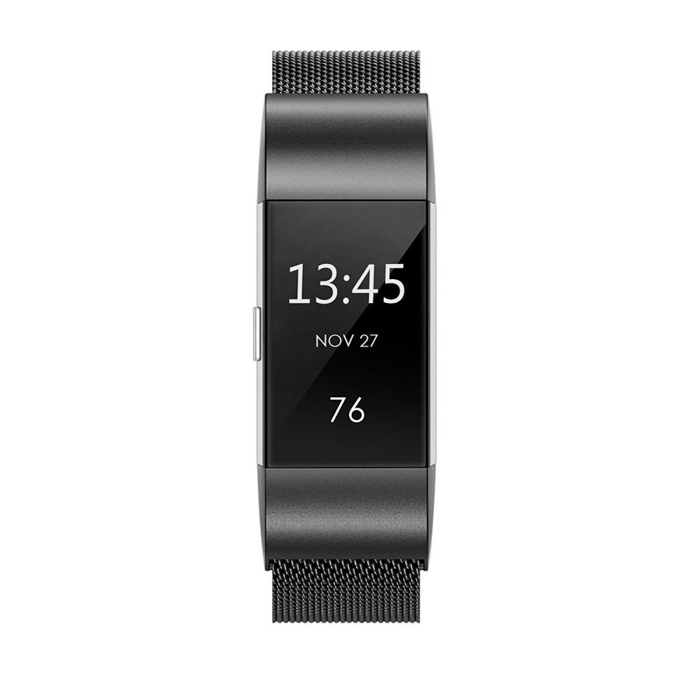 Cinturino in maglia milanese per Fitbit Charge 2, Nero