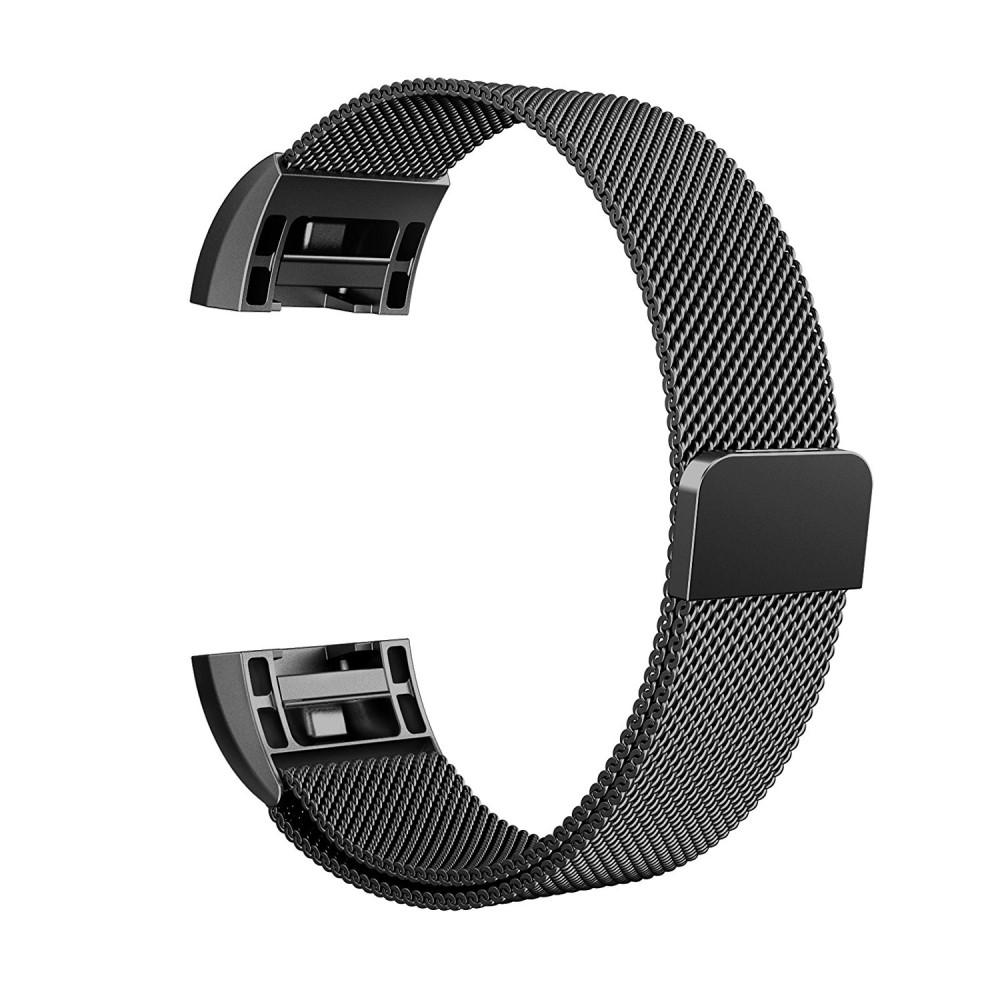 Cinturino in maglia milanese per Fitbit Charge 2, Nero