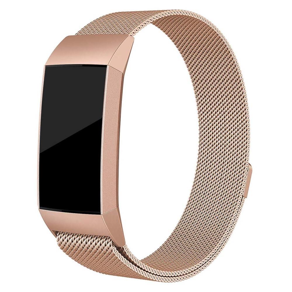 Cinturino in maglia milanese per Fitbit Charge 3/4, oro rosa