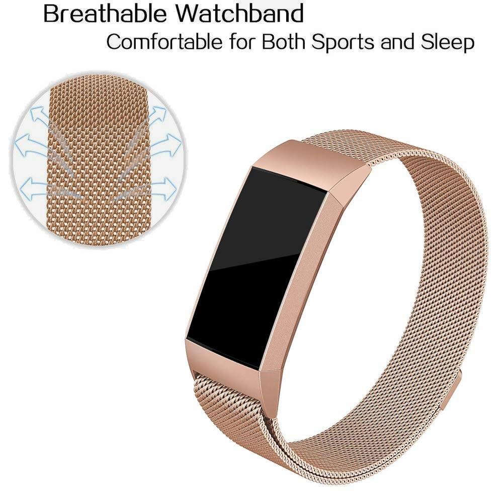 Cinturino in maglia milanese per Fitbit Charge 3/4, oro rosa