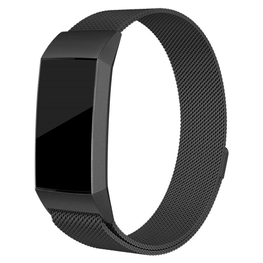 Cinturino in maglia milanese per Fitbit Charge 3/4, nero