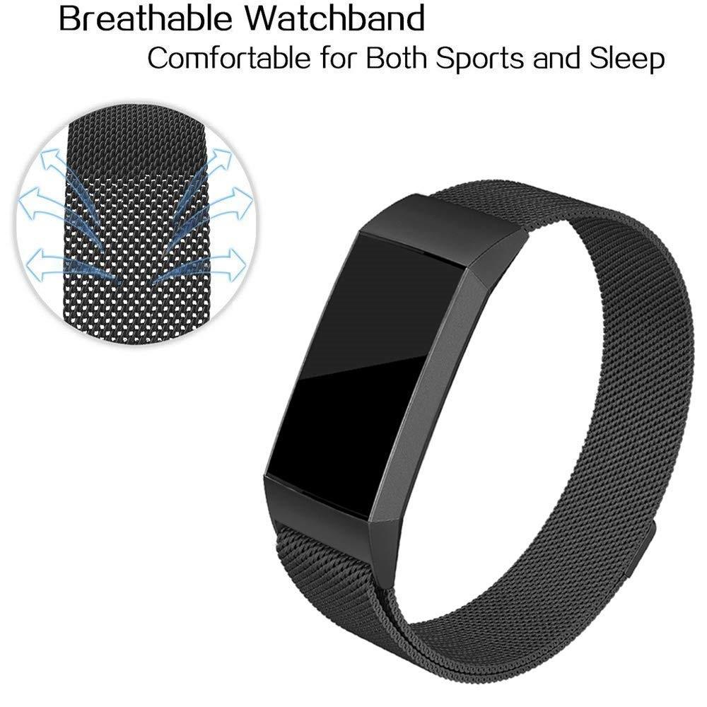 Cinturino in maglia milanese per Fitbit Charge 3/4, nero