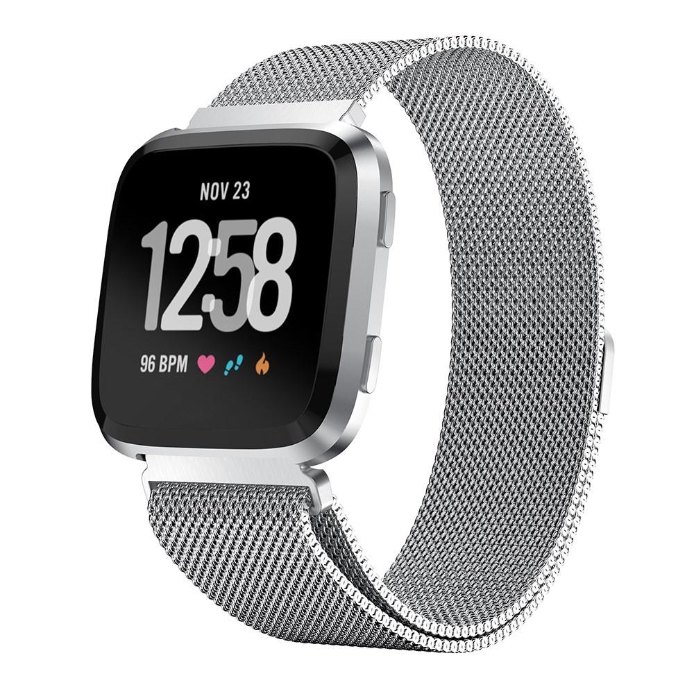 Cinturino in maglia milanese per Fitbit Versa/Versa 2, d'argento