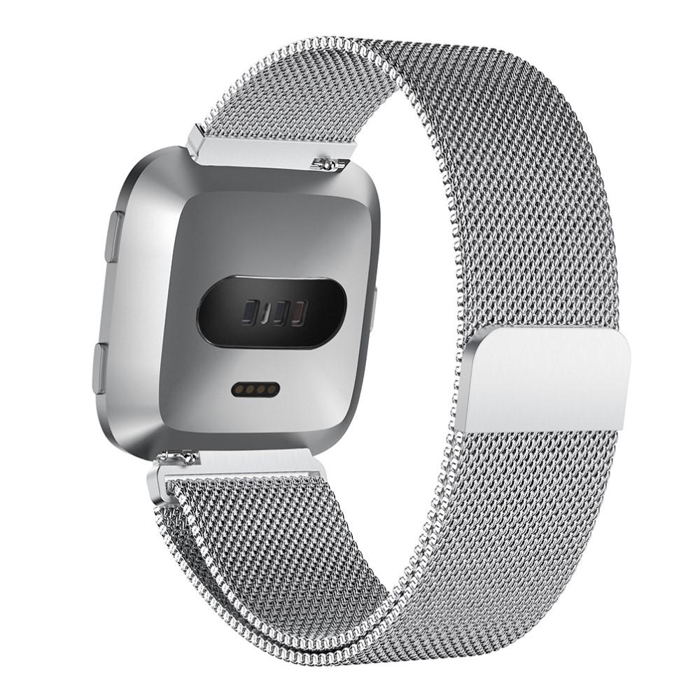 Cinturino in maglia milanese per Fitbit Versa/Versa 2, d'argento