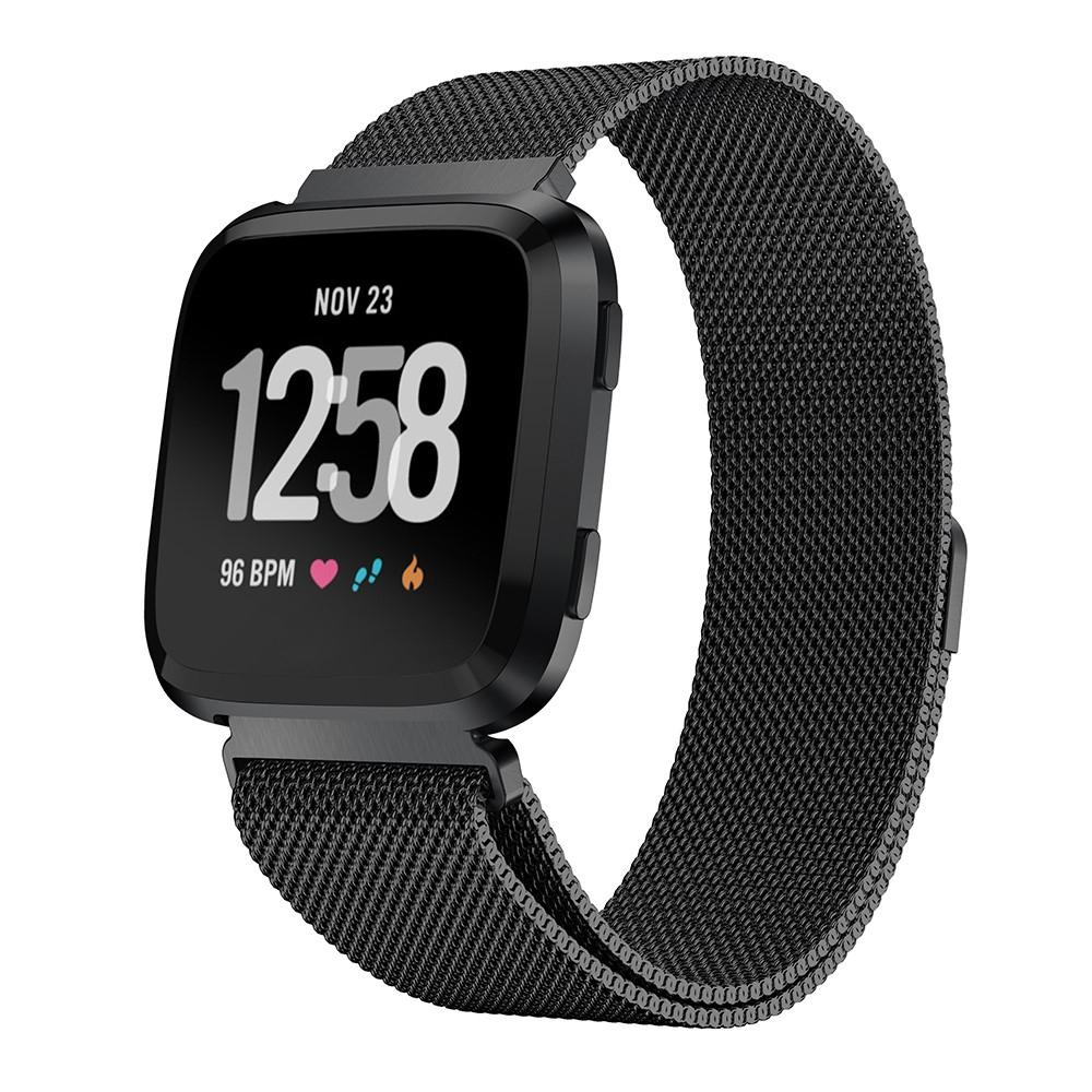 Cinturino in maglia milanese per Fitbit Versa/Versa 2, nero