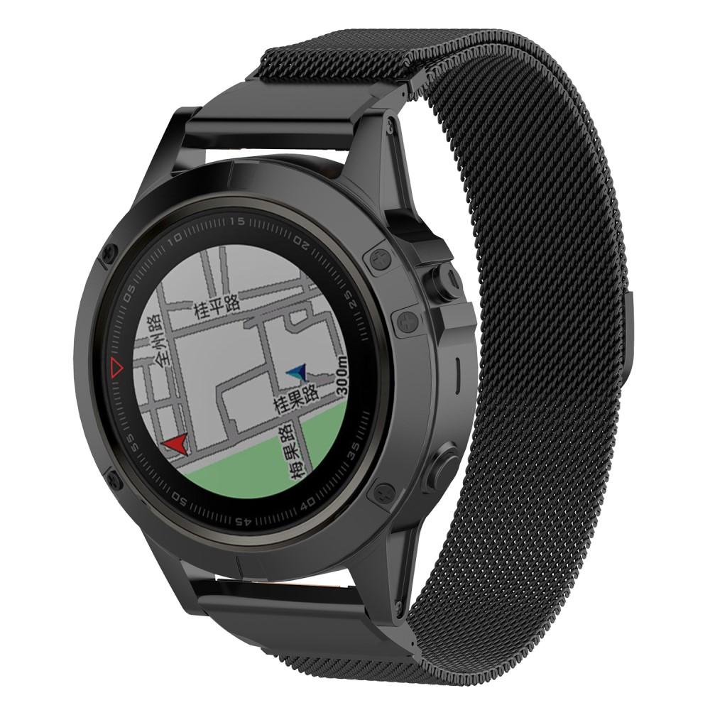 Cinturino in maglia milanese per Garmin Epix Pro 51mm Gen 2, nero