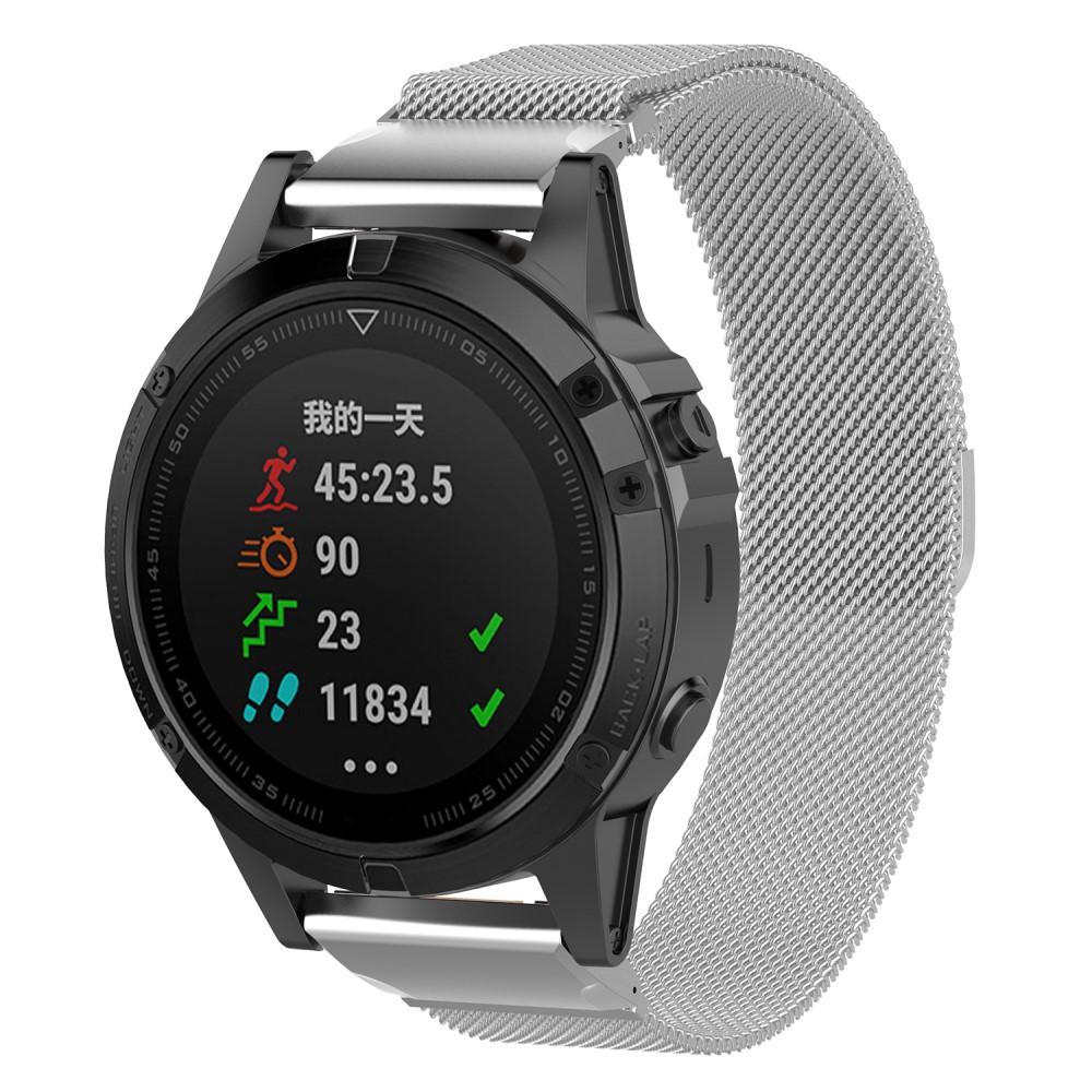 Cinturino in maglia milanese per Garmin Fenix 7, d'argento