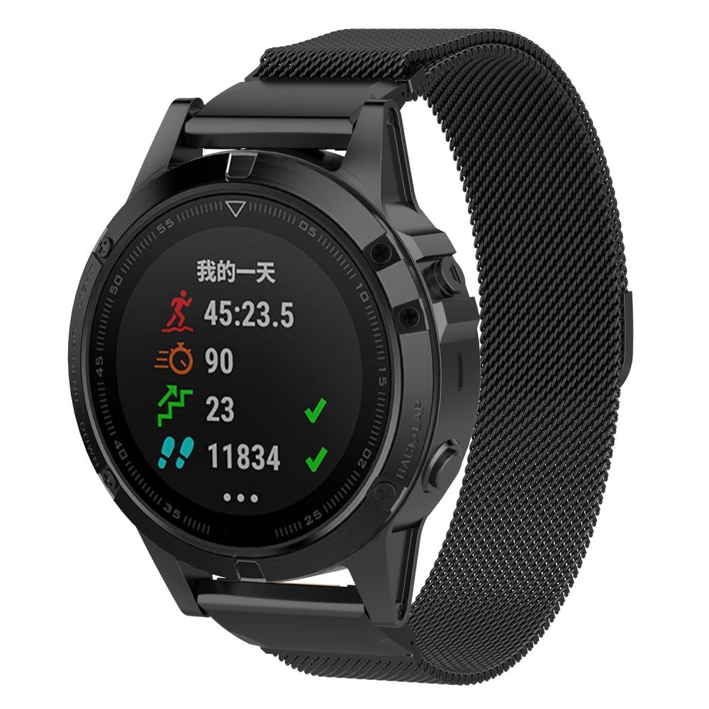 Cinturino in maglia milanese per Garmin Fenix 7, nero