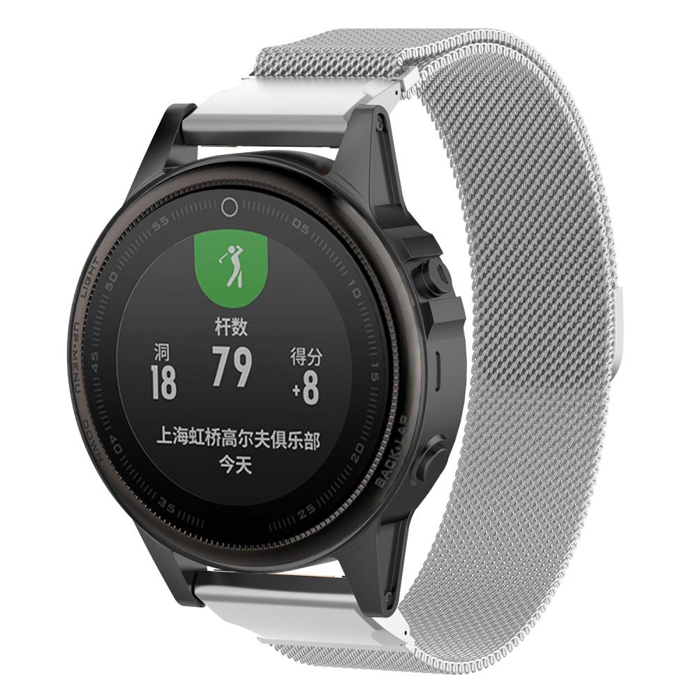 Cinturino in maglia milanese per Garmin Fenix 7S, d'argento