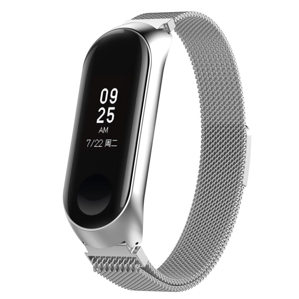 Cinturino in maglia milanese per Xiaomi Mi Band 3/4, d'argento