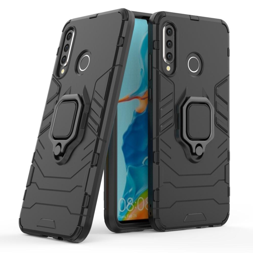 Cover ibride con anello Huawei P30 Lite Nero