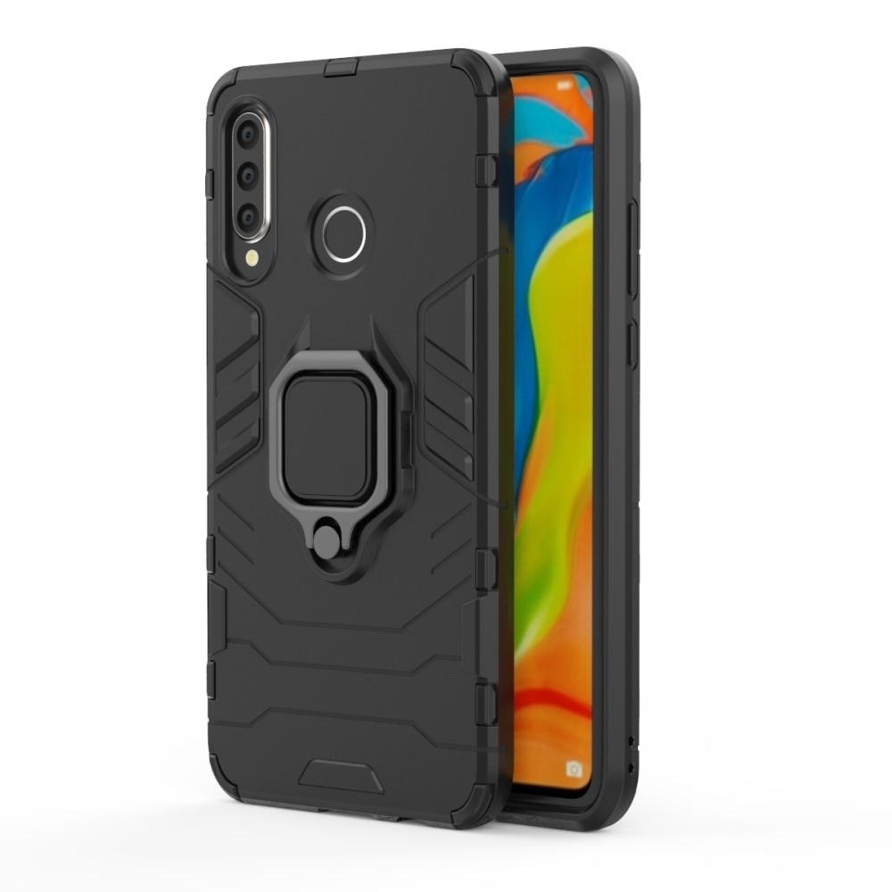 Cover ibride con anello Huawei P30 Lite Nero