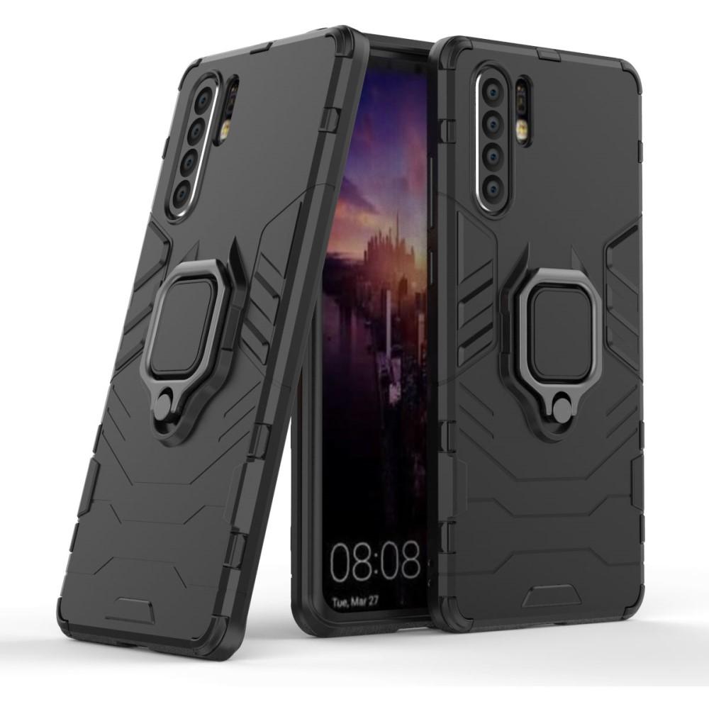 Cover ibride con anello Huawei P30 Pro Nero