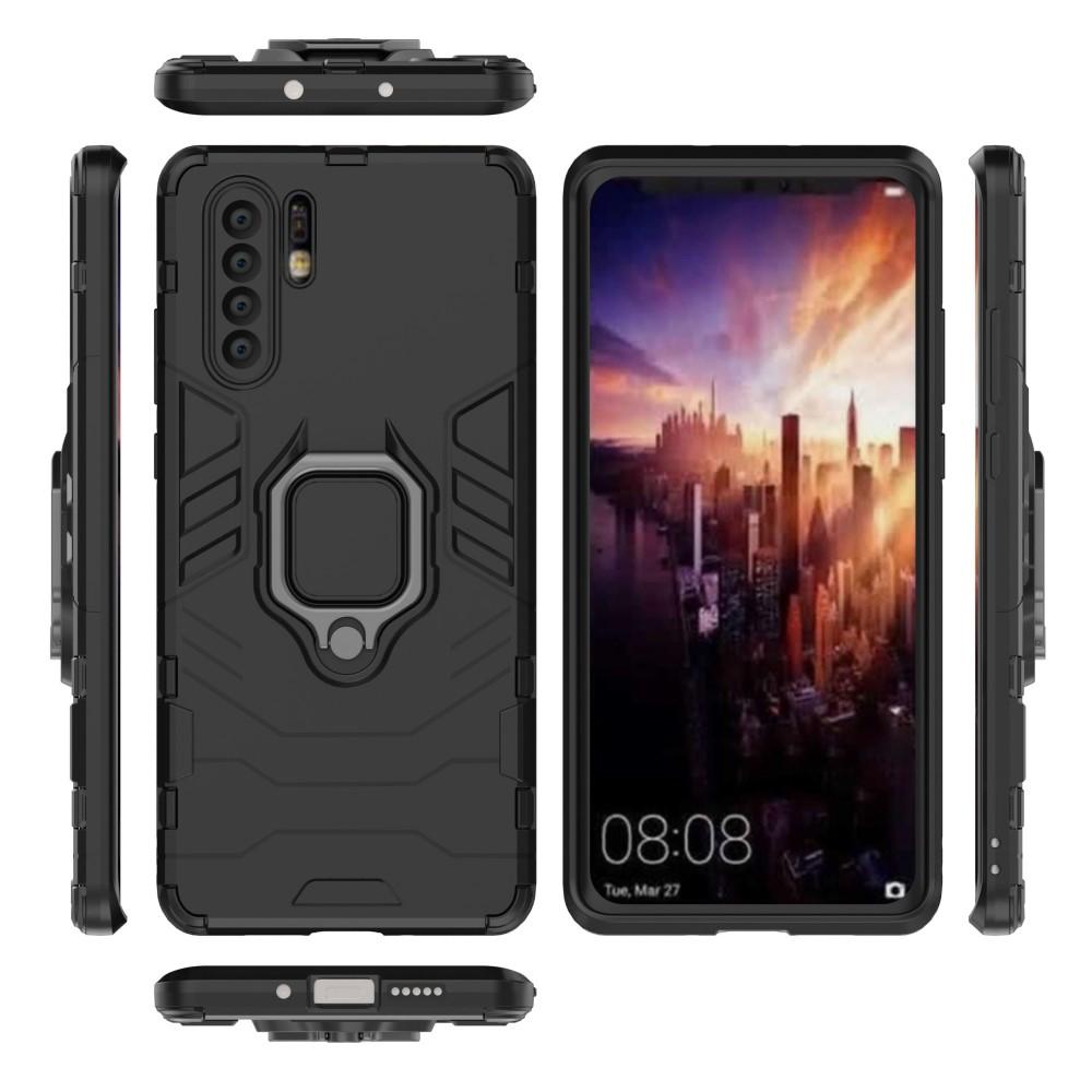 Cover ibride con anello Huawei P30 Pro Nero