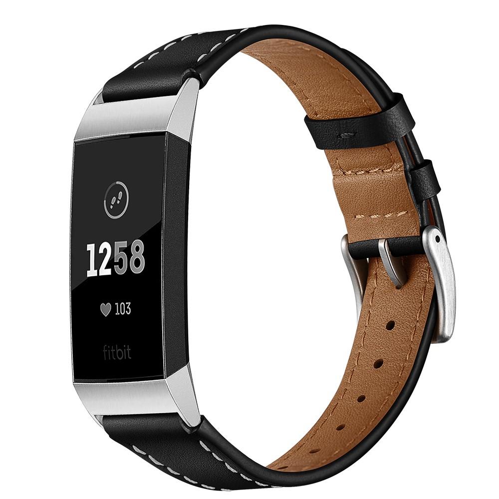 Cinturino in pelle Fitbit Charge 3/4 Nero