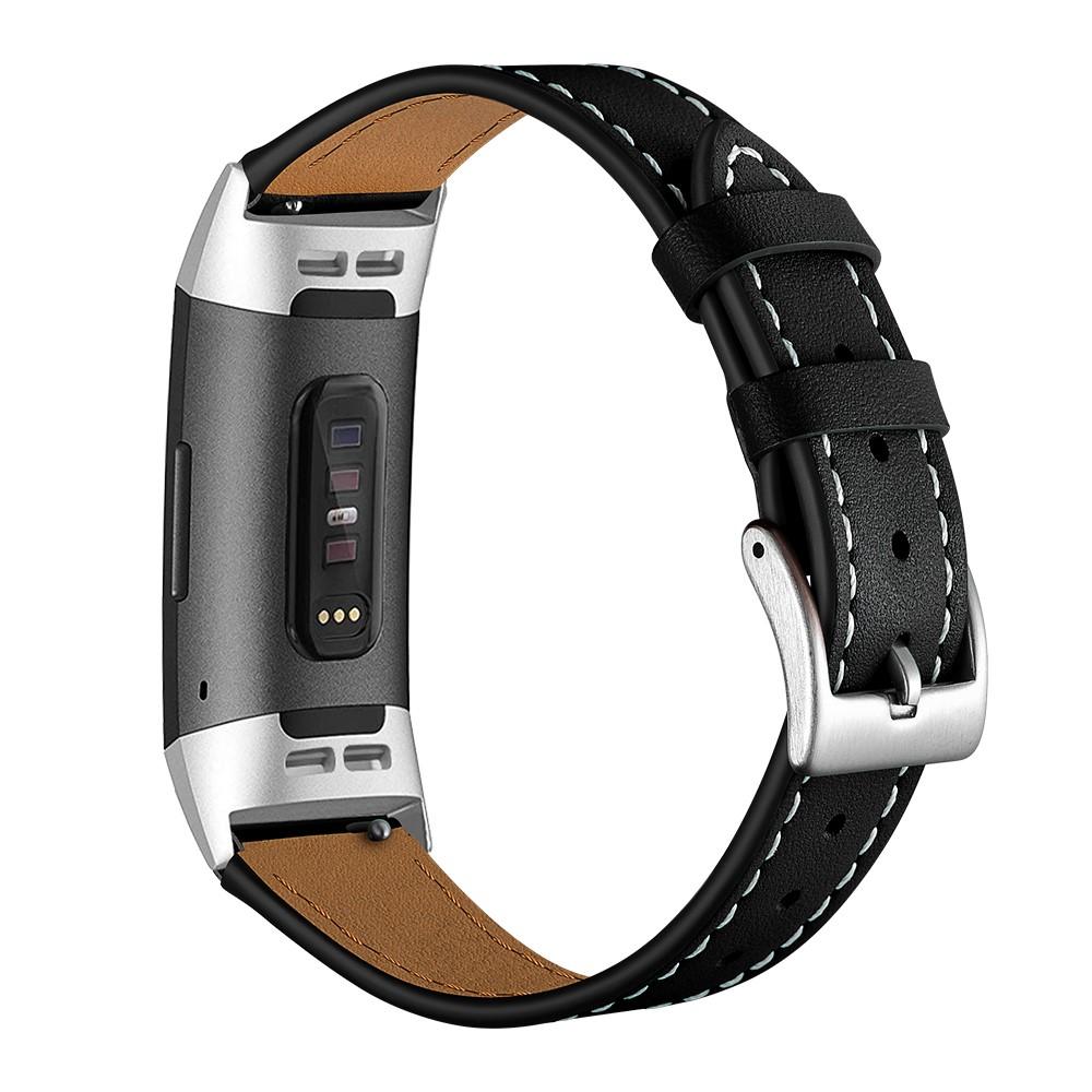 Cinturino in pelle Fitbit Charge 3/4 Nero
