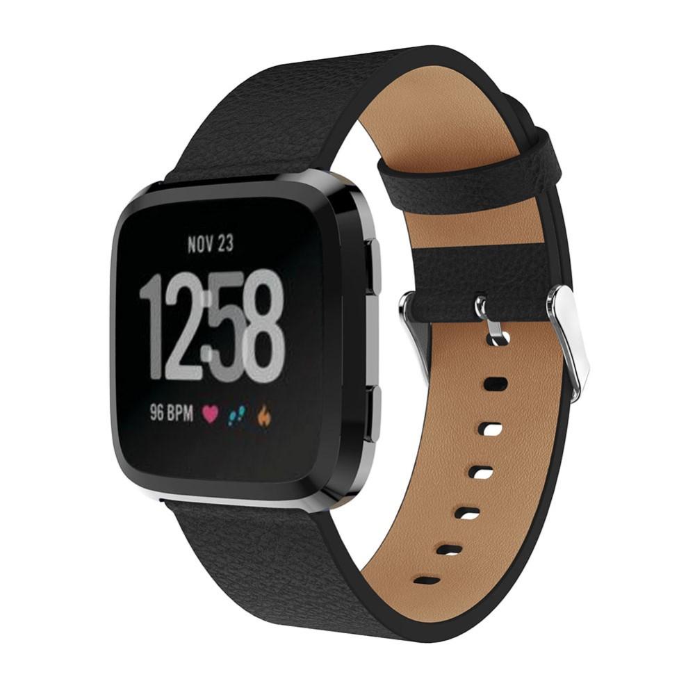 Cinturino in pelle Fitbit Versa/Versa 2 Nero